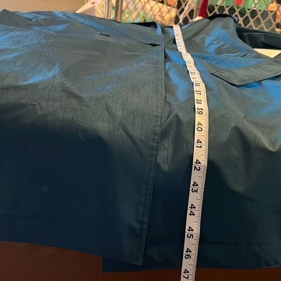 VTG 90’s-Brem rainwear-12P-teal green-double breasted raincoat with shoulder pad - Picture 14 of 14